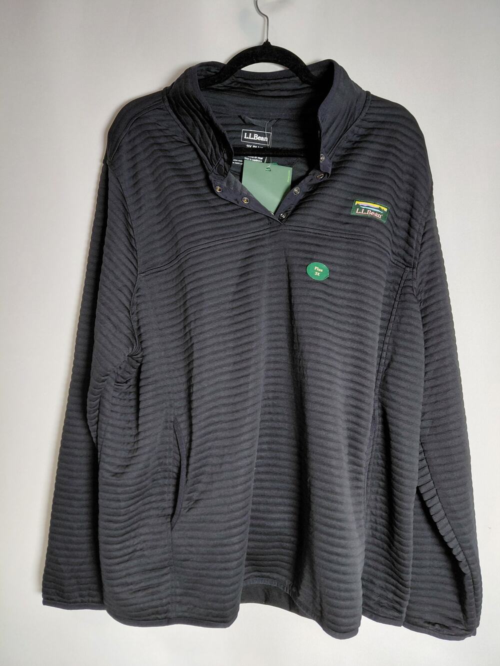 NWT L.L.Bean Airlight Knit Pullover Women's Plus Mid-Night Black Size 3X